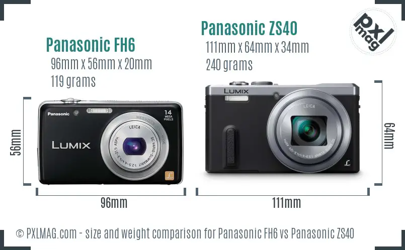 Panasonic FH6 vs Panasonic ZS40 size comparison