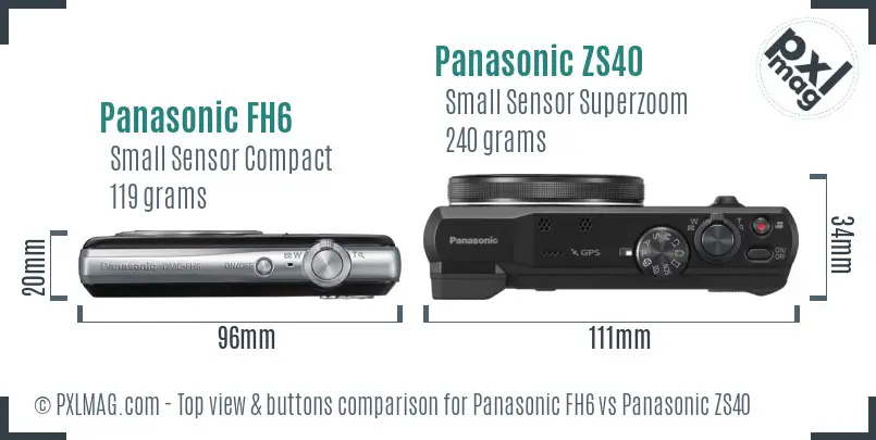 Panasonic FH6 vs Panasonic ZS40 top view buttons comparison