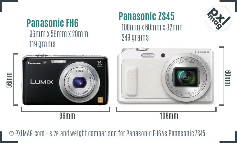 Panasonic FH6 vs Panasonic ZS45 size comparison