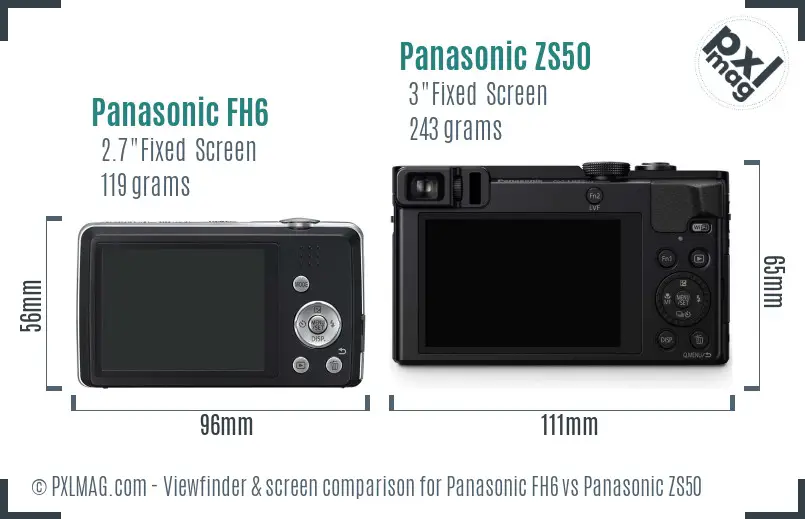 Panasonic FH6 vs Panasonic ZS50 Screen and Viewfinder comparison