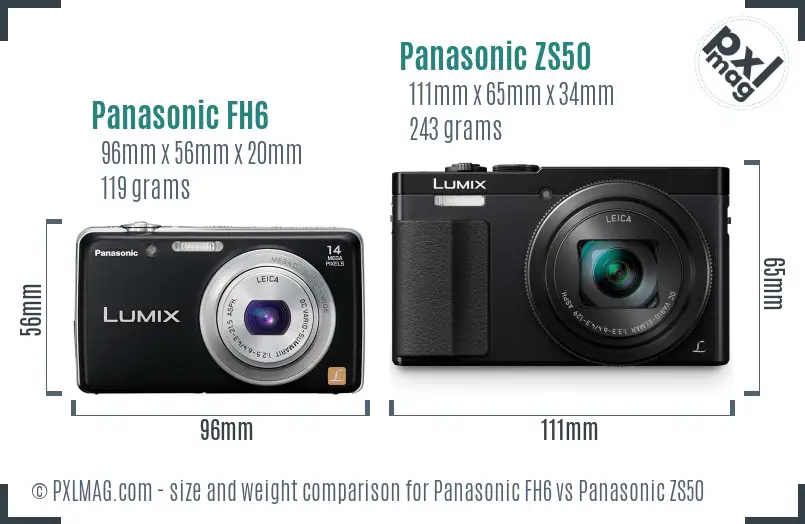 Panasonic FH6 vs Panasonic ZS50 size comparison