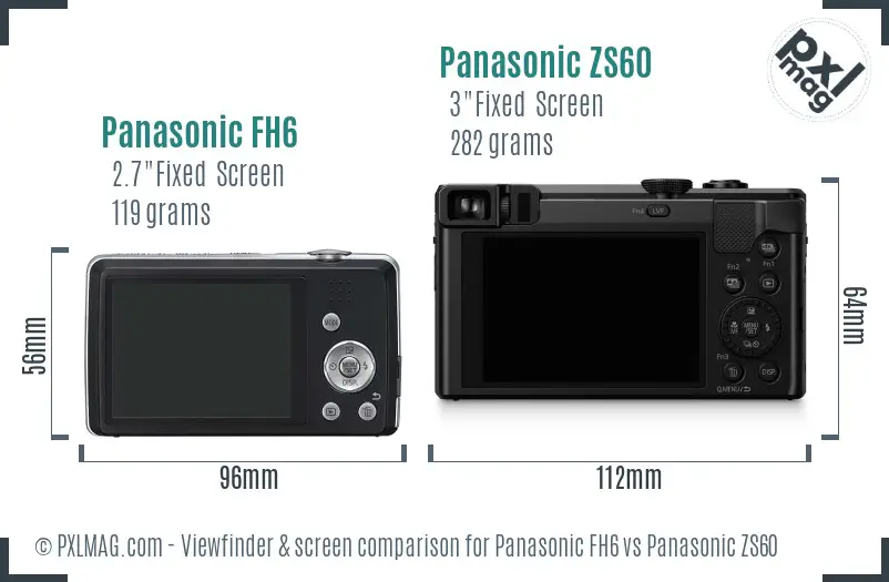 Panasonic FH6 vs Panasonic ZS60 Screen and Viewfinder comparison