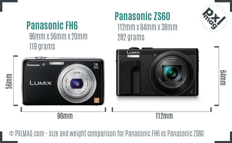 Panasonic FH6 vs Panasonic ZS60 size comparison