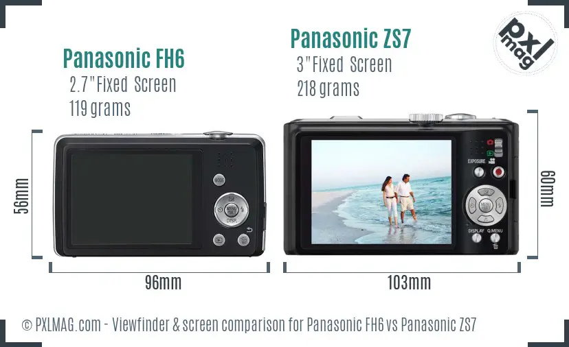 Panasonic FH6 vs Panasonic ZS7 Screen and Viewfinder comparison
