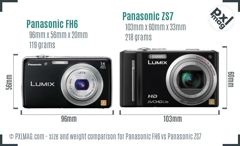 Panasonic FH6 vs Panasonic ZS7 size comparison
