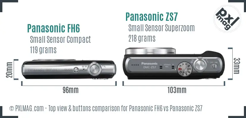 Panasonic FH6 vs Panasonic ZS7 top view buttons comparison