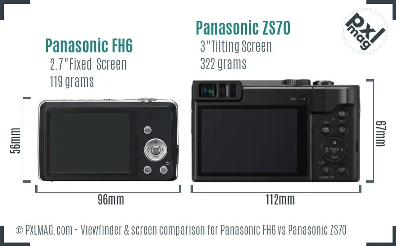Panasonic FH6 vs Panasonic ZS70 Screen and Viewfinder comparison