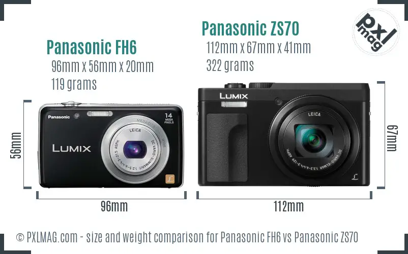 Panasonic FH6 vs Panasonic ZS70 size comparison