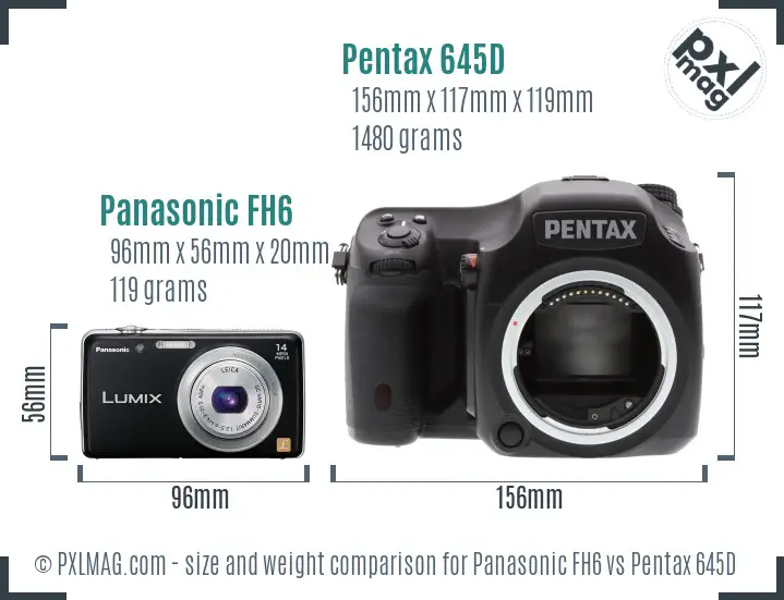 Panasonic FH6 vs Pentax 645D size comparison
