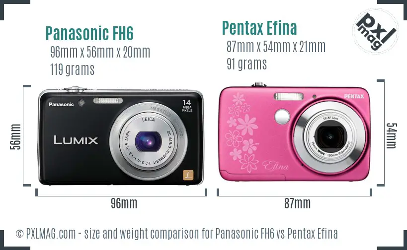 Panasonic FH6 vs Pentax Efina size comparison