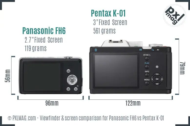Panasonic FH6 vs Pentax K-01 Screen and Viewfinder comparison