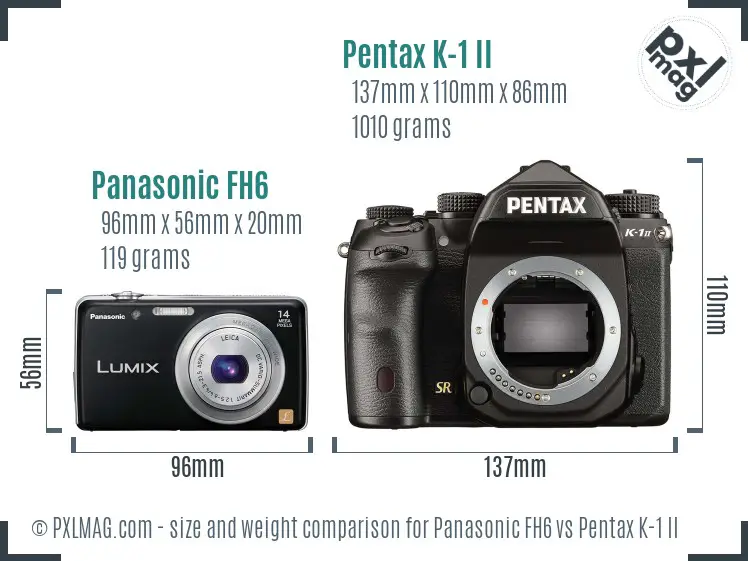 Panasonic FH6 vs Pentax K-1 II size comparison