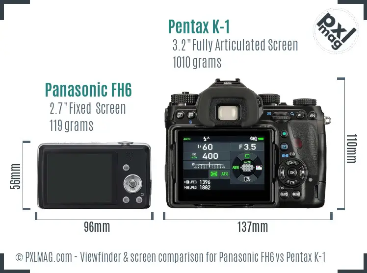 Panasonic FH6 vs Pentax K-1 Screen and Viewfinder comparison