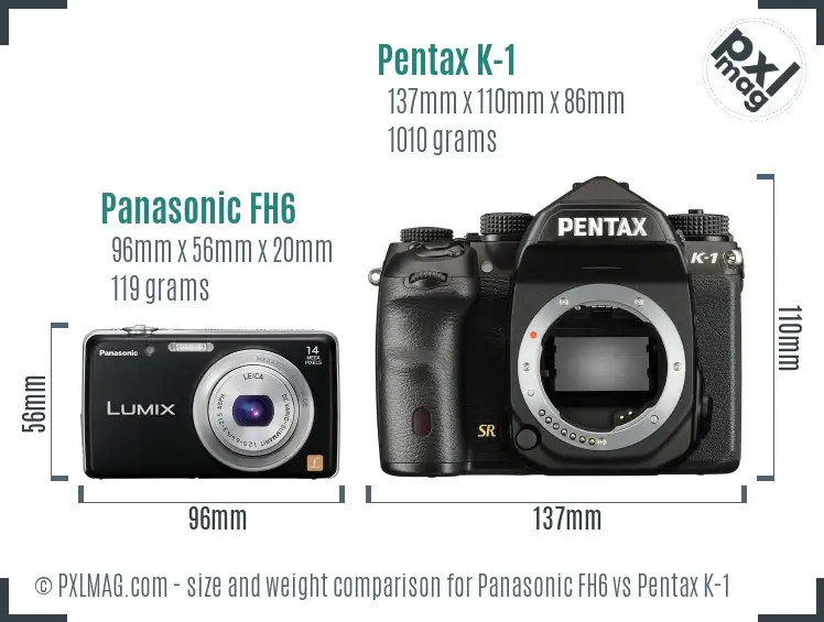 Panasonic FH6 vs Pentax K-1 size comparison