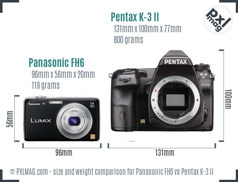 Panasonic FH6 vs Pentax K-3 II size comparison