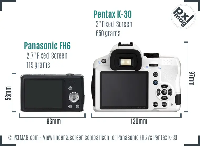 Panasonic FH6 vs Pentax K-30 Screen and Viewfinder comparison