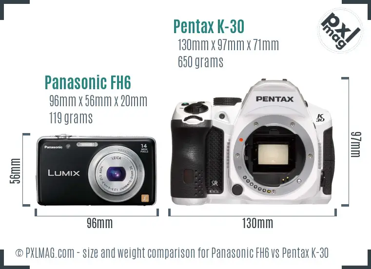 Panasonic FH6 vs Pentax K-30 size comparison