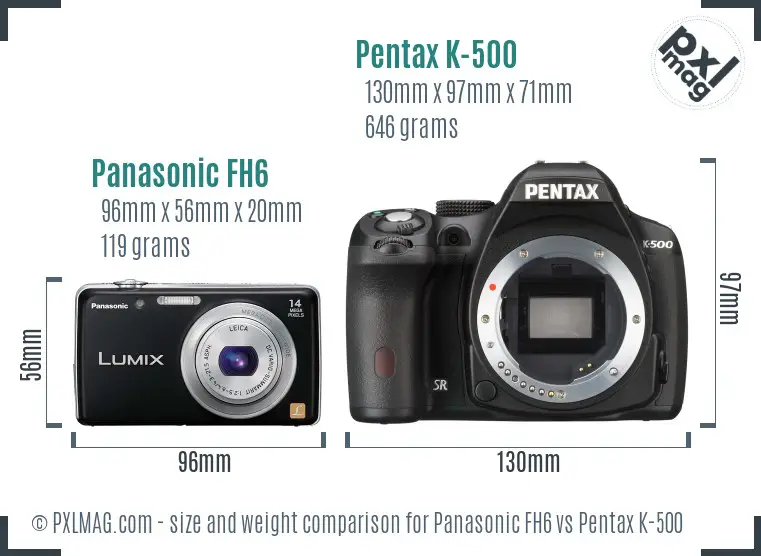 Panasonic FH6 vs Pentax K-500 size comparison
