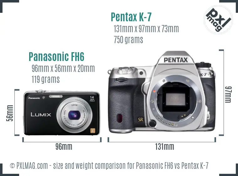 Panasonic FH6 vs Pentax K-7 size comparison