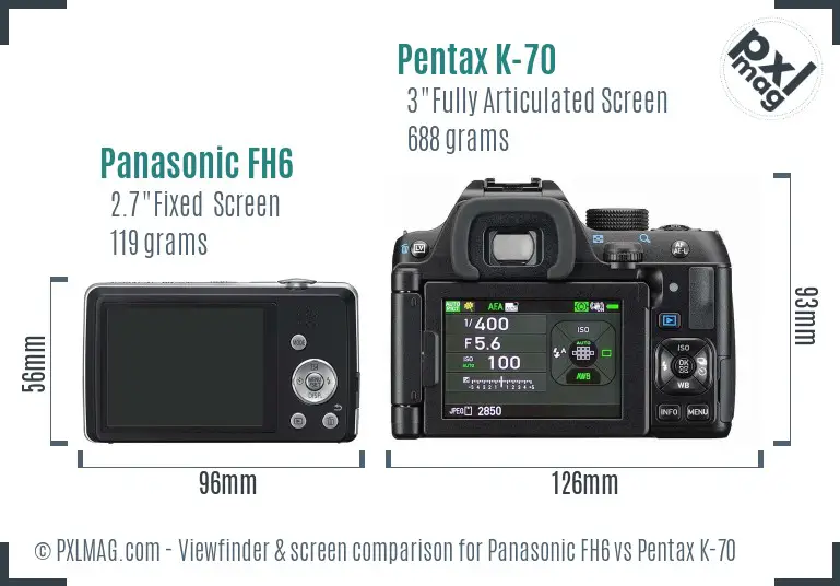 Panasonic FH6 vs Pentax K-70 Screen and Viewfinder comparison
