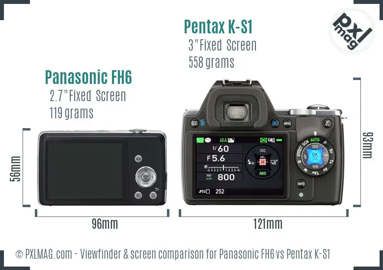 Panasonic FH6 vs Pentax K-S1 Screen and Viewfinder comparison