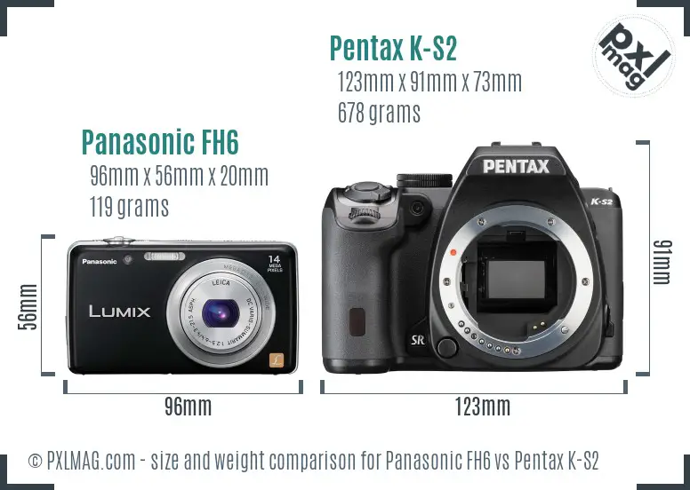 Panasonic FH6 vs Pentax K-S2 size comparison