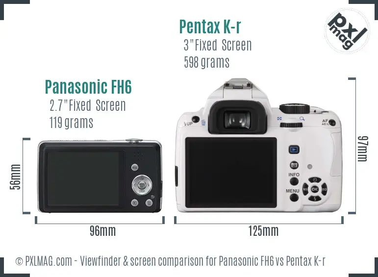 Panasonic FH6 vs Pentax K-r Screen and Viewfinder comparison