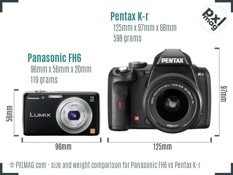 Panasonic FH6 vs Pentax K-r size comparison