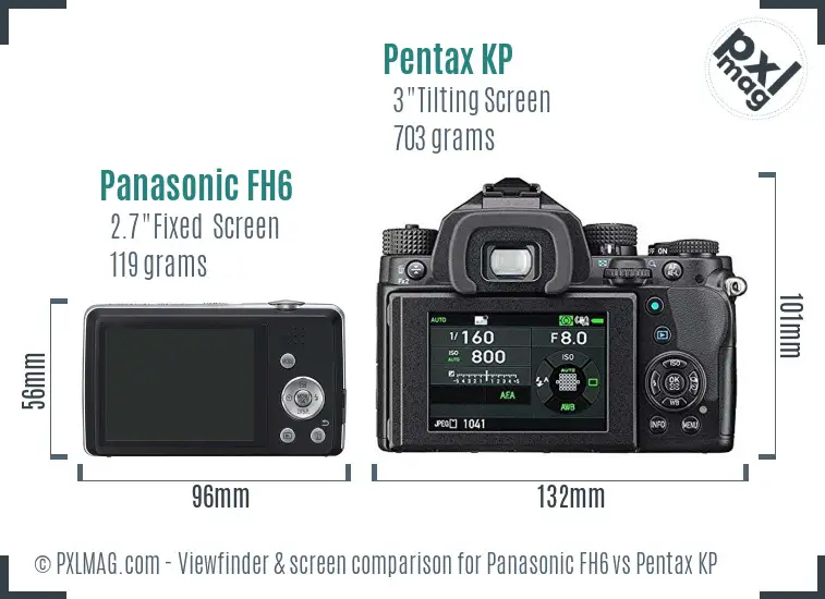 Panasonic FH6 vs Pentax KP Screen and Viewfinder comparison