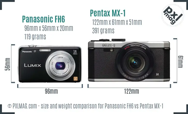 Panasonic FH6 vs Pentax MX-1 size comparison