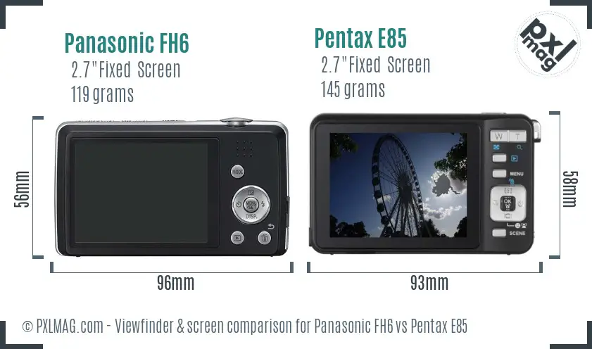 Panasonic FH6 vs Pentax E85 Screen and Viewfinder comparison