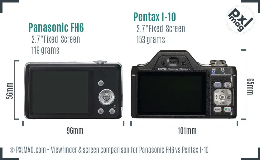 Panasonic FH6 vs Pentax I-10 Screen and Viewfinder comparison