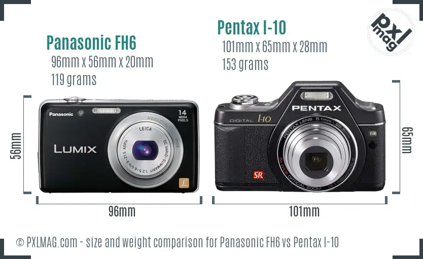 Panasonic FH6 vs Pentax I-10 size comparison
