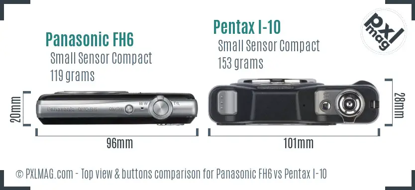 Panasonic FH6 vs Pentax I-10 top view buttons comparison