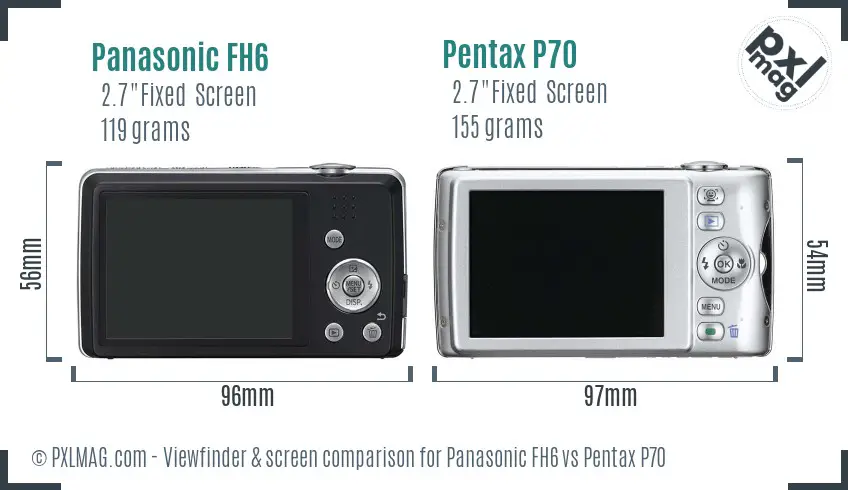 Panasonic FH6 vs Pentax P70 Screen and Viewfinder comparison