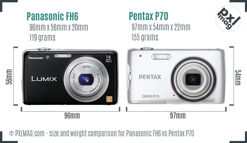 Panasonic FH6 vs Pentax P70 size comparison