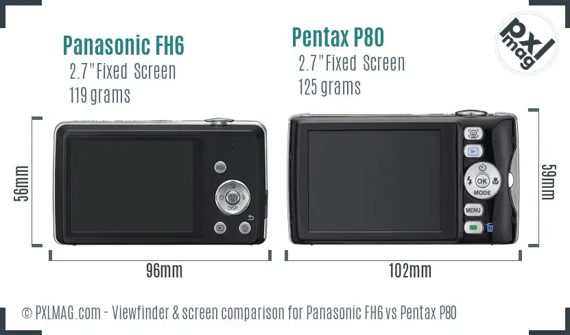 Panasonic FH6 vs Pentax P80 Screen and Viewfinder comparison