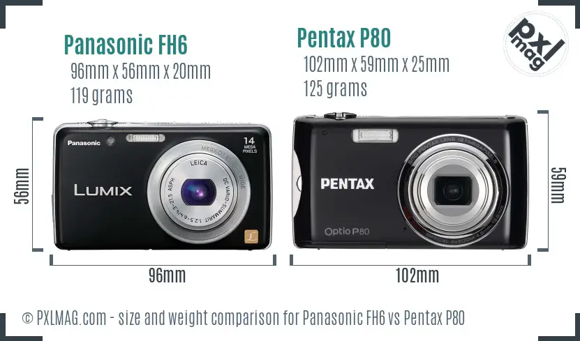 Panasonic FH6 vs Pentax P80 size comparison