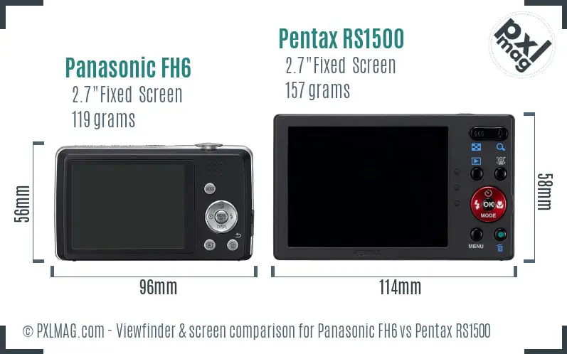 Panasonic FH6 vs Pentax RS1500 Screen and Viewfinder comparison