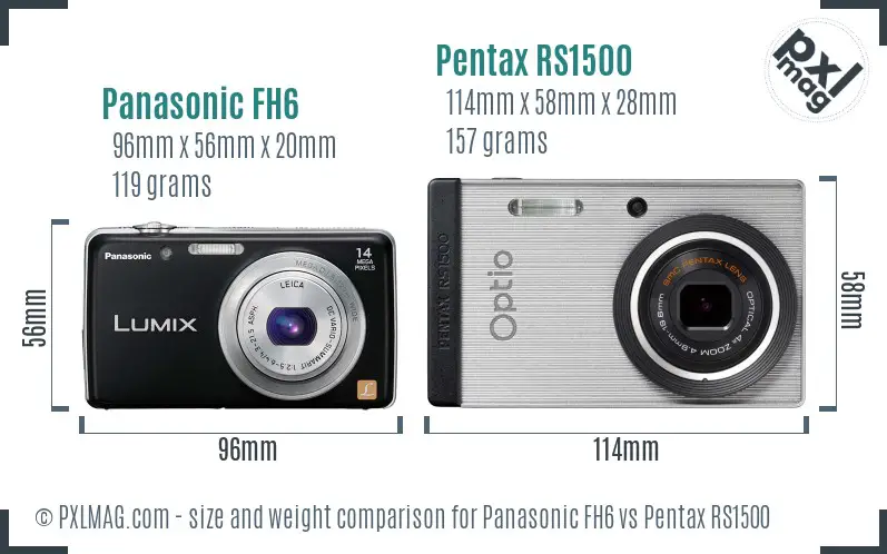Panasonic FH6 vs Pentax RS1500 size comparison