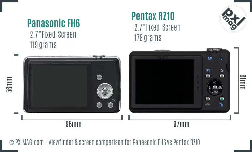 Panasonic FH6 vs Pentax RZ10 Screen and Viewfinder comparison