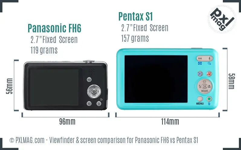 Panasonic FH6 vs Pentax S1 Screen and Viewfinder comparison