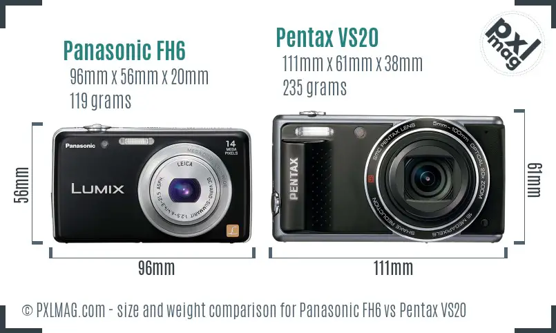 Panasonic FH6 vs Pentax VS20 size comparison