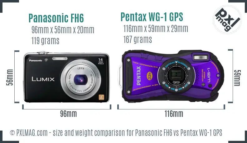 Panasonic FH6 vs Pentax WG-1 GPS size comparison