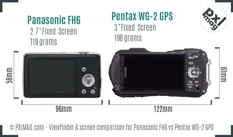 Panasonic FH6 vs Pentax WG-2 GPS Screen and Viewfinder comparison