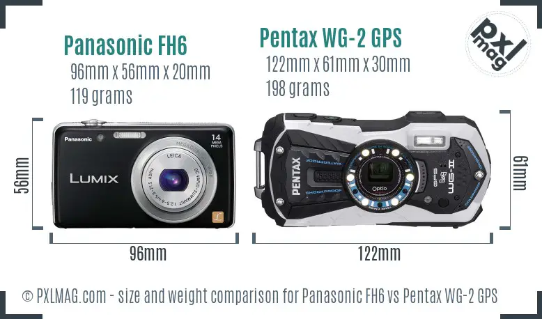 Panasonic FH6 vs Pentax WG-2 GPS size comparison