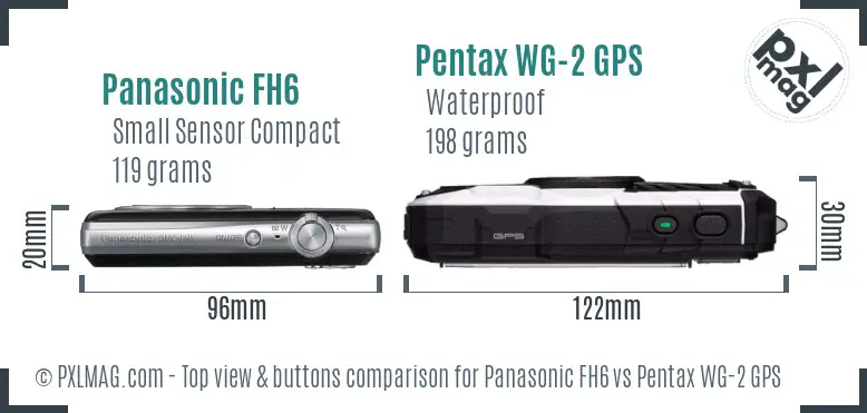 Panasonic FH6 vs Pentax WG-2 GPS top view buttons comparison