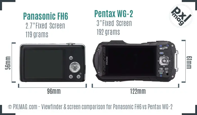 Panasonic FH6 vs Pentax WG-2 Screen and Viewfinder comparison