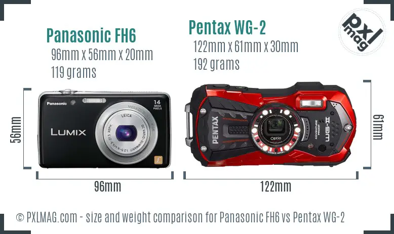 Panasonic FH6 vs Pentax WG-2 size comparison