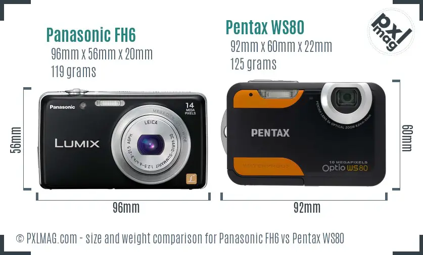 Panasonic FH6 vs Pentax WS80 size comparison
